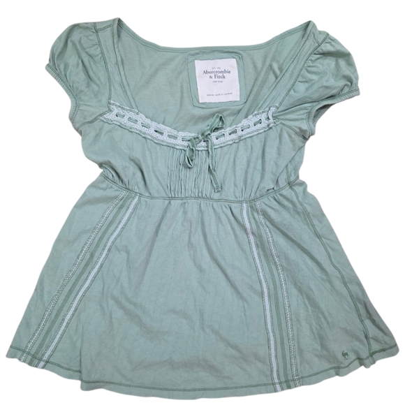 Abercrombie Vintage Green Babydoll Highly Souvht After Top - Picture 4 of 6